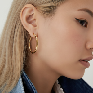 Oversized <b>Gold</b> Plated Tube Hoops <b>Earrings</b> Trendy <b>Vintage</b> Religious Geometric Heart Number-shaped Pearl Diamond for Engagement - Product Image 1