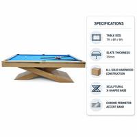 Mesa de Billar Moderna de Madera Sólida de 7FT, 8FT, 9FT con Base de Pizarra, Diseño Minimalista, para Sala de Juegos en Casa y Villa, Personalizable OEM