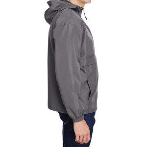 Low MOQ Custom Canvas Stand Collar Front Logo Waterproof Zipper Eco-Friendly Lightweight Breathable Windproof Rain <b>Jacket</b> - Product Image 4