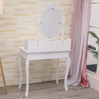 Ensemble coiffeuse moderne de style européen avec miroir et tabouret, 4 tiroirs, en bois robuste et durable, pour chambre, villa, appartement