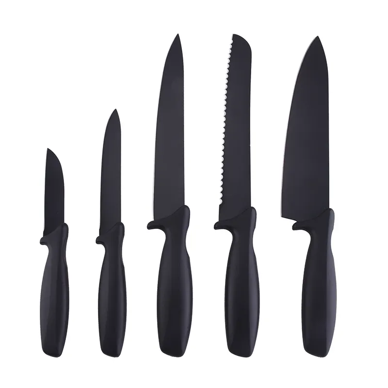 Non-Stick Paint 5Pcs Kitchen Viking Full Black Knife Set Viking Cuisinart Coated Black Oxide Paint Knife Set