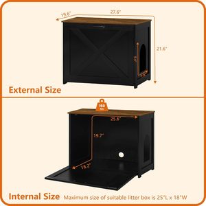 Indoor concealed <b>cat</b> <b>litter</b> box, semi-enclosed <b>cat</b> <b>litter</b> bowl, large size, solid wood, sand-filtering, <b>cat</b>-proof cabinet. - Product Image 5