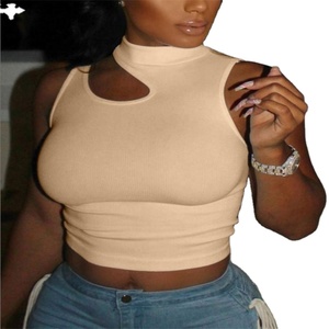 Camiseta sin mangas para mujer y niña, top corto deportivo de yoga de color liso, chaleco casual ajustado con aberturas, venta al por mayor - Product Image 6