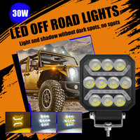 Ensemble de feux de route LED de 4 pouces, 30W, double couleur blanc-jaune, lampe auxiliaire de pare-chocs pour SUV et camion tout-terrain
