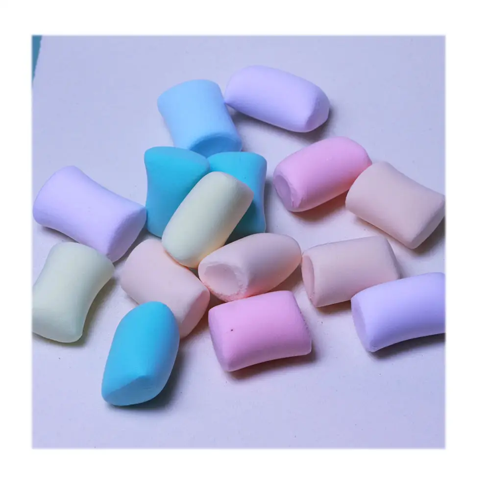 100pcs Cotton Candy Resin Cabochons Miniature Marshmallow Corn Diy Food Jewelry Accessories Colorful Ornament 3D Cube Dolls