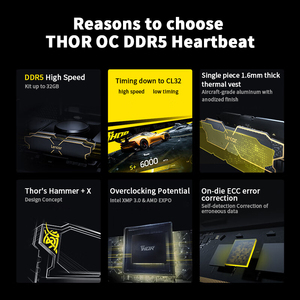 Factory Wholesale DDR5 Memoria <b>Ram</b> 6000Hz 16GB*2 Gaming Vest Memory Stick Thor Black for PC Memoria <b>Ram</b> <b>Ddr4</b> Memoria <b>Ram</b> <b>Ddr4</b> - Product Image 6