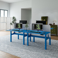 Bureau électrique modulaire ergonomique de luxe en acier inoxydable, réglable en hauteur, pour 2 personnes, idéal pour les bureaux commerciaux