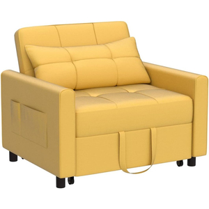 Poltrona Letto Personalizzata <span class=keywords><strong>Gialla</strong></span> con Schienale Regolabile e Cuscino, Capacità Massima di Carico di 150 Kg - Product Image 1