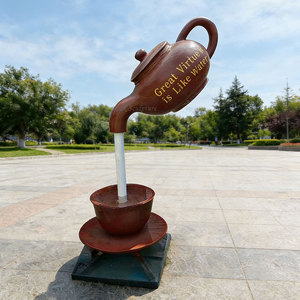 Arte Público Exterior Personalizado <span class=keywords><strong>de</strong></span> Gran Tamaño, Artesanías <span class=keywords><strong>de</strong></span> Metal <span class=keywords><strong>de</strong></span> Acero Inoxidable, Teteras Gigantes, Fuentes Fluidas, Esculturas, Decoraciones <span class=keywords><strong>de</strong></span> Jardín - Product Image 3