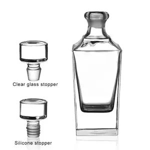 N24 Square Shape Whiskey Decanter Bottle 600ml Capacity Thick Bottom Clear Crystal Glass Wine Tequila Brandy Transparent Glass