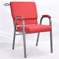 Chaises empilables d'église de théâtre usagées rembourrées en acier emboîtable avec design chinois pour le salon et l'hôtel