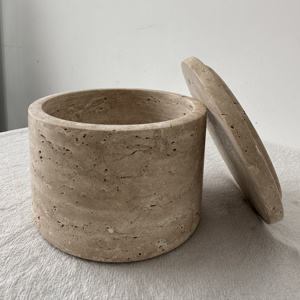 Sh đá sang trọng nến Jar thiết kế 30cl travertine nến tàu lưu trữ Jar hộp chai với nắp cho nến làm - Product Image 4