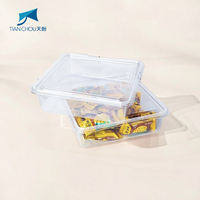 Boîte d'emballage alimentaire carrée en PET transparent de qualité alimentaire, vente en gros d'usine, pour pain, gâteaux, biscuits, salades, sushis, personnalisation acceptée.