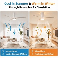 Ventilateur de plafond moderne et simple pour salon, 52 pouces, moteur DC, 3 pales en ABS, télécommande LED, silencieux