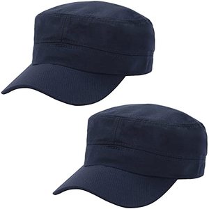 White Unisex Cadet <b>Cap</b> Basic Everyday Style Hat Combat Breathable Baseball <b>Cap</b> Adjustable <b>Flat</b> Top <b>Cap</b> for <b>Men</b> Women - Product Image 6