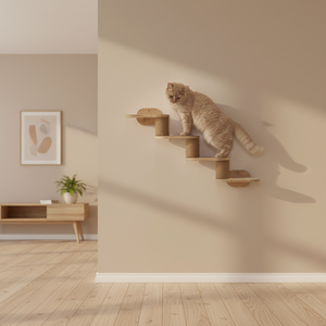 <span class=keywords><strong>Arbre</strong></span> <span class=keywords><strong>à</strong></span> <span class=keywords><strong>chat</strong></span> mural en bois massif, griffoir mural en bois, plateforme suspendue avec escalier pour <span class=keywords><strong>chat</strong></span> - Product Image 1