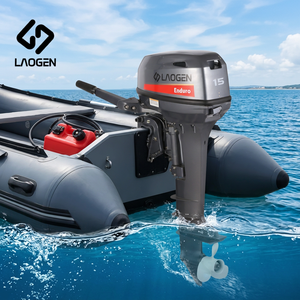 Motor fueraborda Laogen LG15D nuevo de 2 tiempos y 15 HP, manual, de gasolina, refrigerado por agua, modelo de fábrica para uso en embarcaciones. - Product Image 1