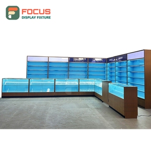 ตู้โชว์ร้านขายบุหรี่สมัยใหม่ ตู้ไม้กระจกพร้อมไฟ LED ตู้โชว์ยาสูบ - Product Image 1