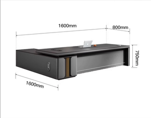 Modern Luxury L Shaped Executive Desk Dark Wood Grain Boss <strong>Office</strong> Desk with Side Cabinet File <strong>Drawer</strong> for CEO Manager <strong>Office</strong> - Product Image 6