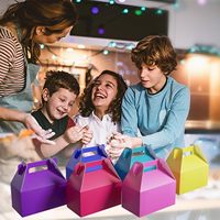 Boîtes en carton en papier Kraft Treat avec poignées et sac à emporter de qualité alimentaire pour les collations de pique-nique Candy Goodie Party Favor