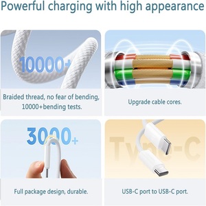<span class=keywords><strong>Cable</strong></span> de Carga Rápida USB-C a USB-C de 60W PD para iPhone 17 Pro Max, 16, 15 <span class=keywords><strong>Plus</strong></span>, 14, 13, 12, 11, X, XS, Tipo C - Product Image 4