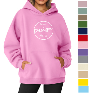 Customized Embroidered Plain Heavyweight Thick Cotton Polyester Fleece Hooded Sweatshirts Screen Print Oversized Hoodies Women