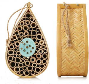Maison d'abeille solitaire en bambou en forme de larme Kit de nid d'abeille de ruche Maisons d'insectes en bois pour abeilles maçon Papillons Coccinelle Hôtel Condos - Product Image 2