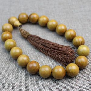 Golden Wood <b>Car</b> Pendant Solid Sandalwood Bead Chinese Style Luxury Rearview Mirror Ornament For Men Women Gift - Product Image 1