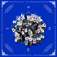 Jeu de Mahjong américain à motif étoilé, 166 tuiles acryliques à trois couches avec tapis de jeu de Mahjong imprimé direction du vent en cobalt