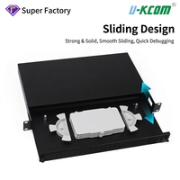 Harga Pabrik 1U 24 Port Sliding Fiber Optic Patch Panel 19 Inch Rack Mount SC ST Kotak Terminal Optik Baja Rol Dingin ODF