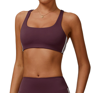 <span class=keywords><strong>Reggiseno</strong></span> <span class=keywords><strong>sportivo</strong></span> da donna leggero ad asciugatura rapida Plus Size con collo quadrato morbido elastico a compressione colore a contrasto imbottito Yoga abbigliamento Fitness - Product Image 1
