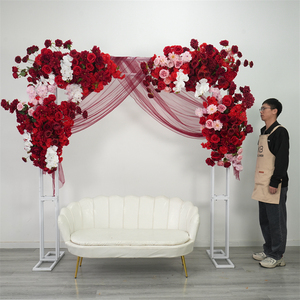 Wholesale <b>Artificial</b> red Flower Roses background With <b>hydrangea</b> Wedding Backdrop Flowers for engagement decoration - Product Image 3