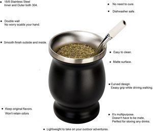 Mug isotherme en acier inoxydable vert, noir, marron pour café, thé et Yerba Maté d'Amérique du Sud - Product Image 4