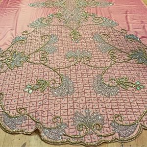 Tela de satén colorida nupcial con cuentas pesadas Dirac vestidos de mujer somalíes conjunto de tela bordada - Product Image 3