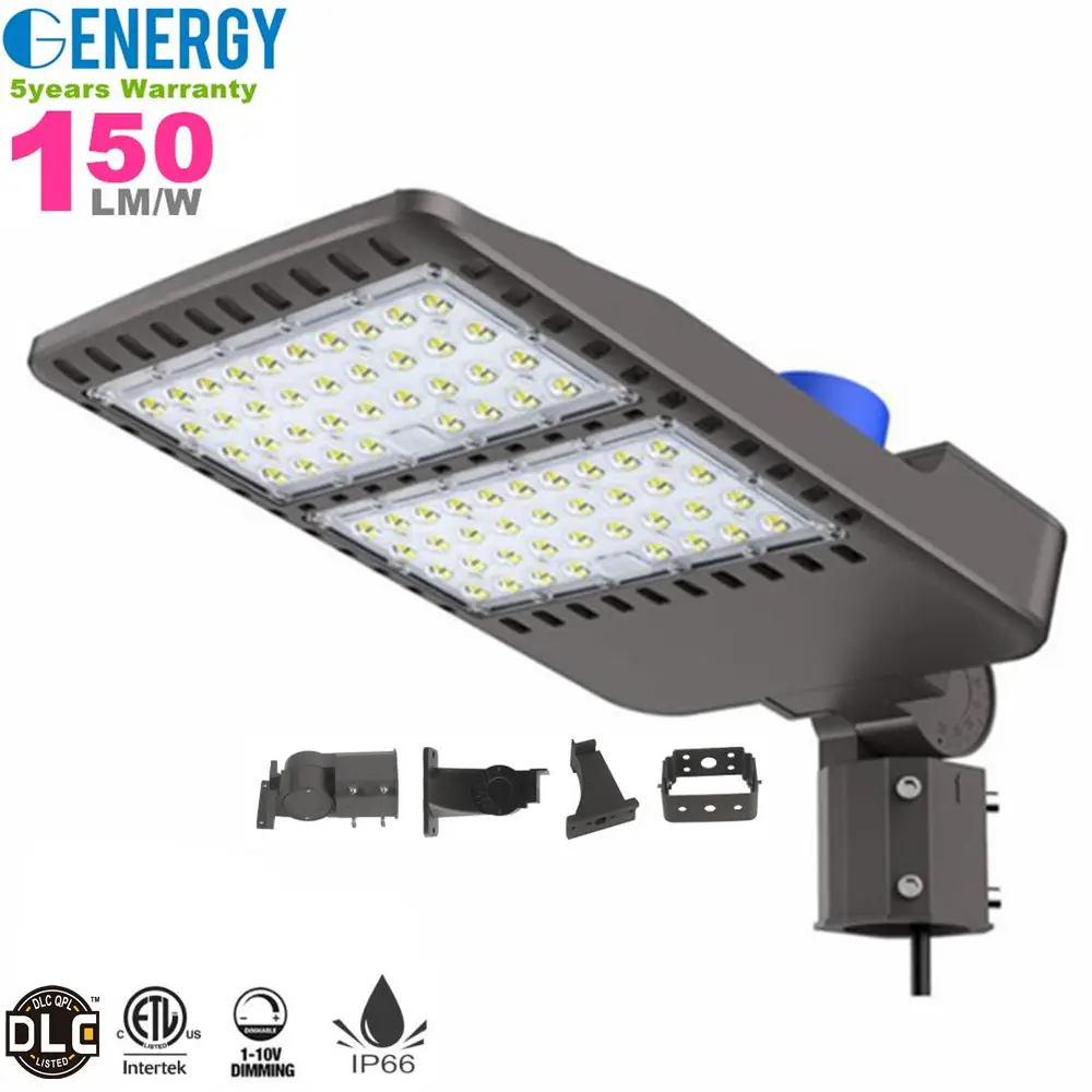 ETL CETL DLC 120V 277V 347V 480V 10KV Surge IP66 Led Shoebox แสงพื้นที่ที่จอดรถ Light Led 150W 200W Street Light