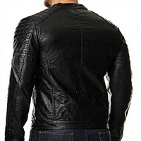 Veste de motard en cuir d'agneau véritable noir pour homme, coupe ajustée, col rabattu, fermeture éclair, couleur unie, vêtement d'automne