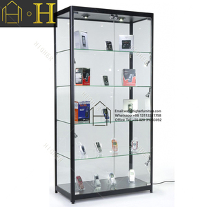Vitrina de Vidrio Templado con Visión Completa y Pantalla LED, 2 Puertas con Cerradura, Exhibidor de Vidrio Transparente - Product Image 2