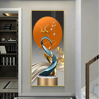 Peinture décorative murale LED de luxe minimaliste pour couloir et salon, art mural décoratif, peinture en porcelaine de cristal
