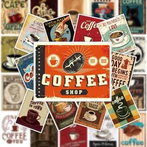 Retro Coffee Sign Stickers Rectangular Self-Adhesive <b>Matte</b> <b>Varnishing</b> Decorative Stickers for Home Decoration - Product Image 6