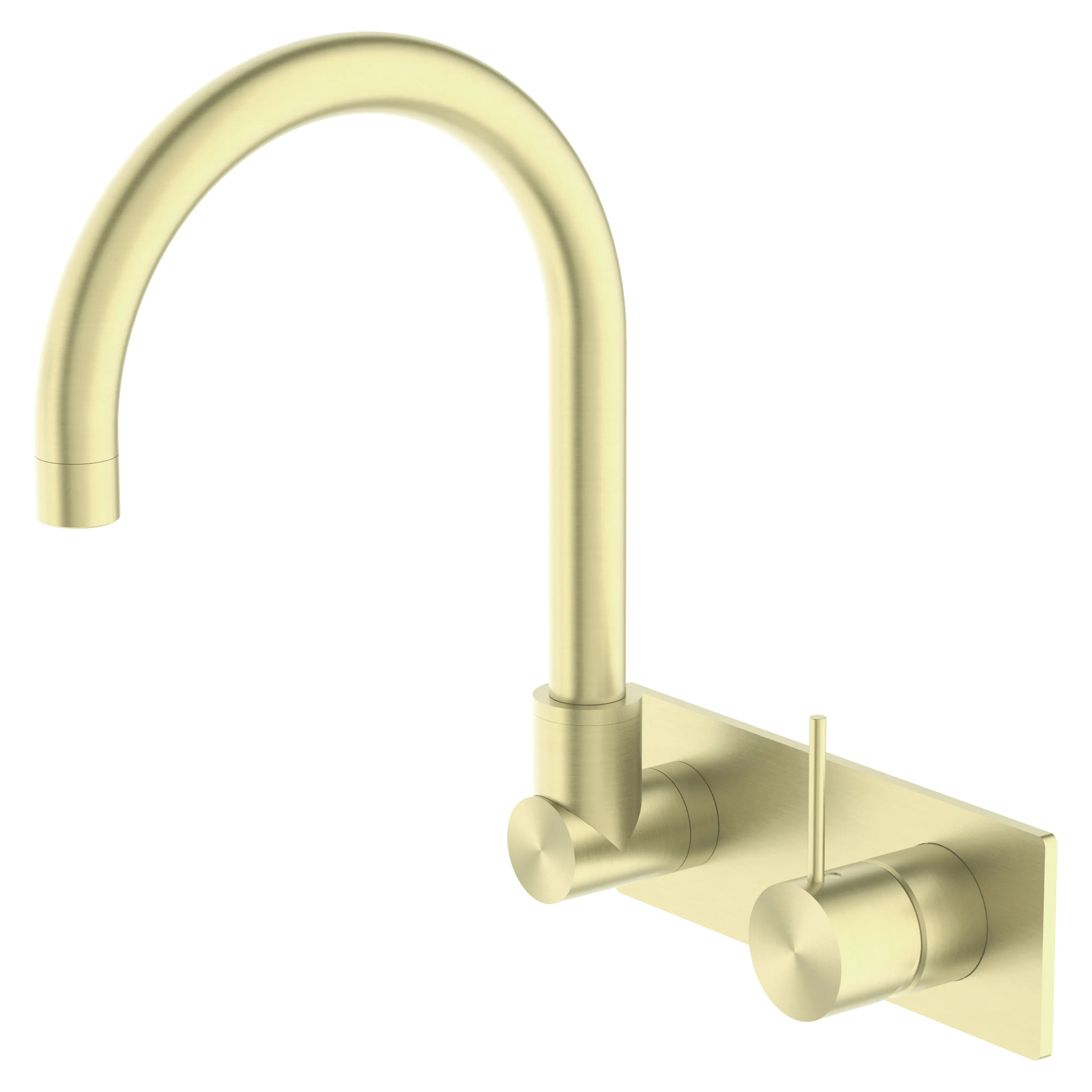 高品質高級ブラッシュドゴールド蛇口壁掛けシングルハンドル純真鍮水キッチンシンク蛇口