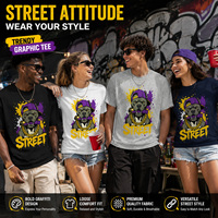 T-shirt Oversize 220 g/m² en Coton Tricoté 100% avec Imprimé STREET OLD, Style Streetwear Vintage Unisexe Coupe Classique Grammage Lourd