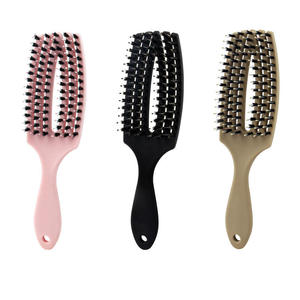 Peigne à six griffes en bambou à poils de sanglier pour cheveux bouclés et volumineux, démêlant et coiffant pour salon - Product Image 4