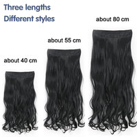 MEILASI Extensions de cheveux synthétiques non-Remy à clipser avec fil invisible, longues, ondulées style plage, une seule pièce, bouclées, 110g, faciles à poser