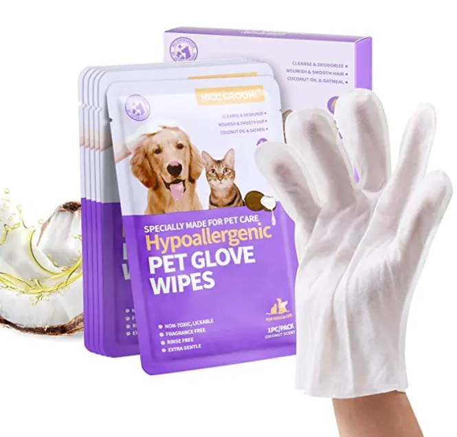 Luva para limpeza e desodorização de animais, suprimentos para cães e gatos