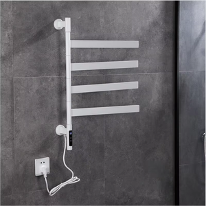 Nouvelle arrivée, porte-serviettes de salle de bain en acier inoxydable, sèche-serviettes électrique, rail chauffant pour serviettes, chauffe-serviettes rotatif, <span class=keywords><strong>minuterie</strong></span>, 4 barres - Product Image 4