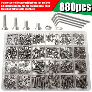 880pcs Stainless Steel Screw Nut Set M2 M3 M4 M5 Hex Head Flat Countersunk Bolts Washers Kit With Allen Keys - Product Image 3