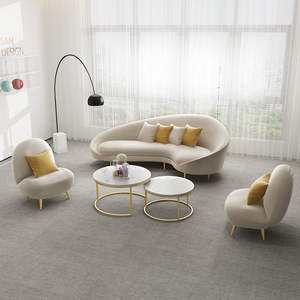 Ensemble <span class=keywords><strong>canapé</strong></span> et table basse en tissu créatif pour salon de beauté, éponge, design minimaliste moderne, forme irrégulière, aucun assemblage requis - Product Image 1