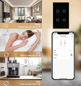 Interruptor de Pared Inteligente WiFi TUYA Graffiti de 110-240V 10A 2000W con Panel Táctil de Vidrio, Compatible con Control por Voz de <span class=keywords><strong>Alexa</strong></span> y Google Home - Product Image 4