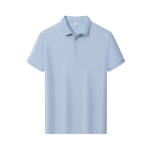 เสื้อโปโลสีพื้นสำหรับผู้ชาย ผ้าฝ้าย 74.5% ชุดยูนิฟอร์มทำงาน สวมใส่สบาย ระบายอากาศได้ดี ไม่เป็นขุย - Product Image 3