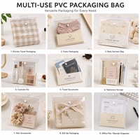 Sac d'emballage en PVC transparent durable avec fermeture éclair, poignée à boucle, bouton-pression, sac cadeau haute fréquence pour les nécessités quotidiennes, logo personnalisé